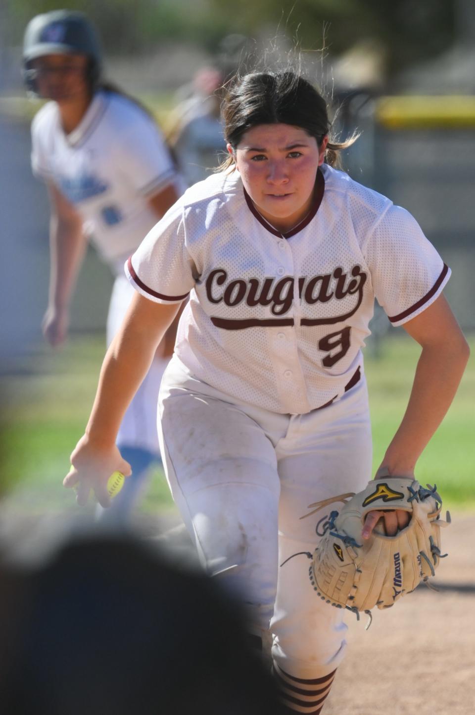 Granite Hill’s Mia Vasquez deliver’s a pitch during the Division 6 CIF-Southern Section quarterfinal game against Ganesha on Thursday, May 9, 2024 in Apple Valley, California.