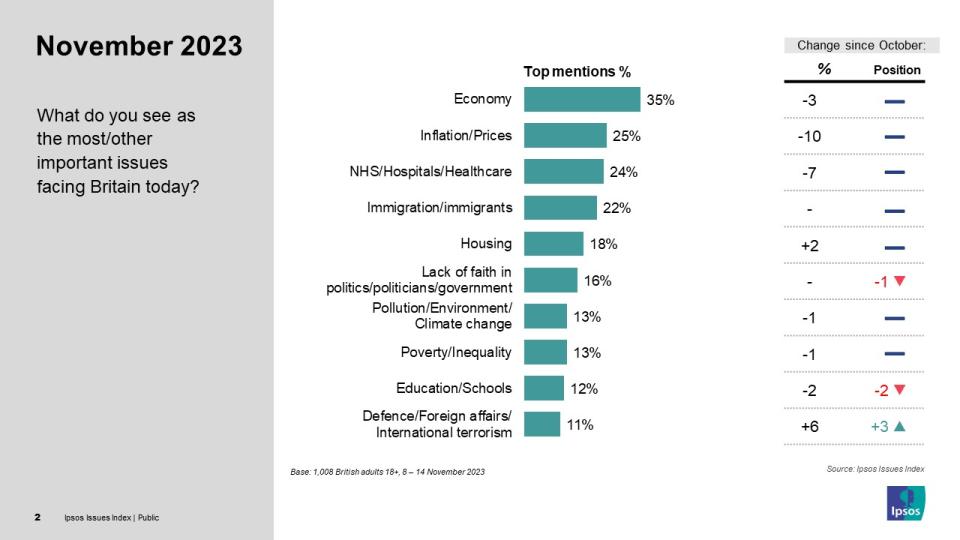 The latest Ipsos 'issues index'. (Ipsos)