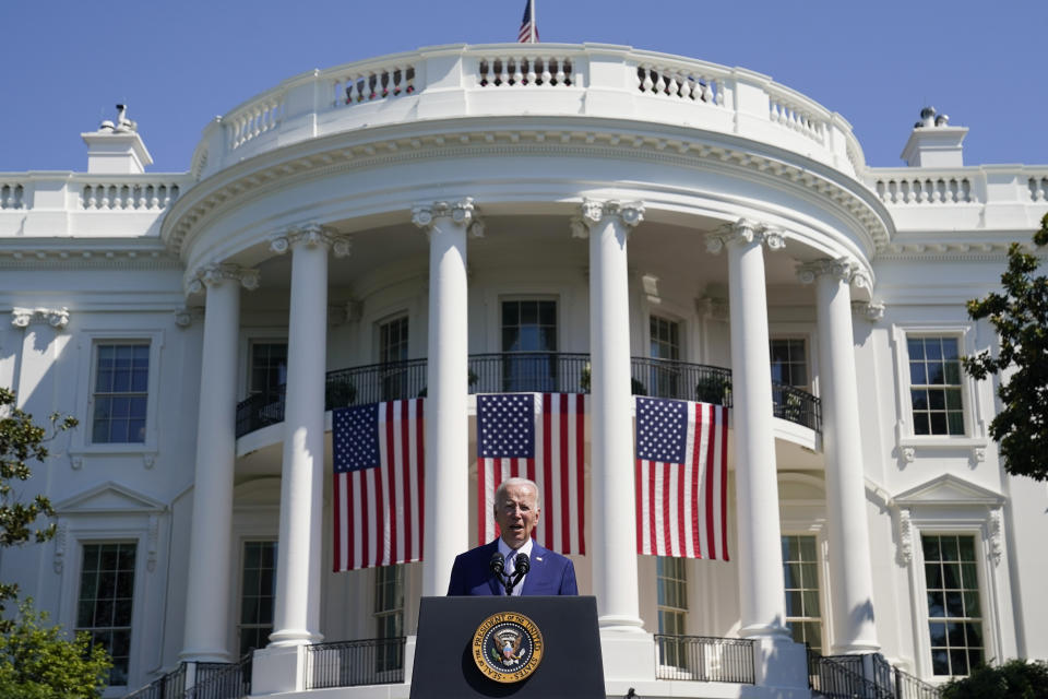 FILE - President Joe Biden speaks before signing the "CHIPS and Science Act of 2022" during a ceremony on the South Lawn of the White House, Aug. 9, 2022, in Washington. Biden is expected to discuss the prospect of another campaign with those closest to him when he departs Washington for a Christmas vacation.(AP Photo/Evan Vucci, File)