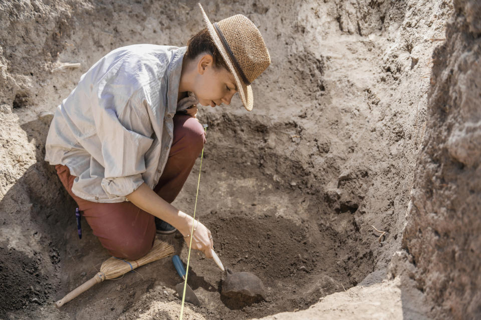 An archaeologist on a dig