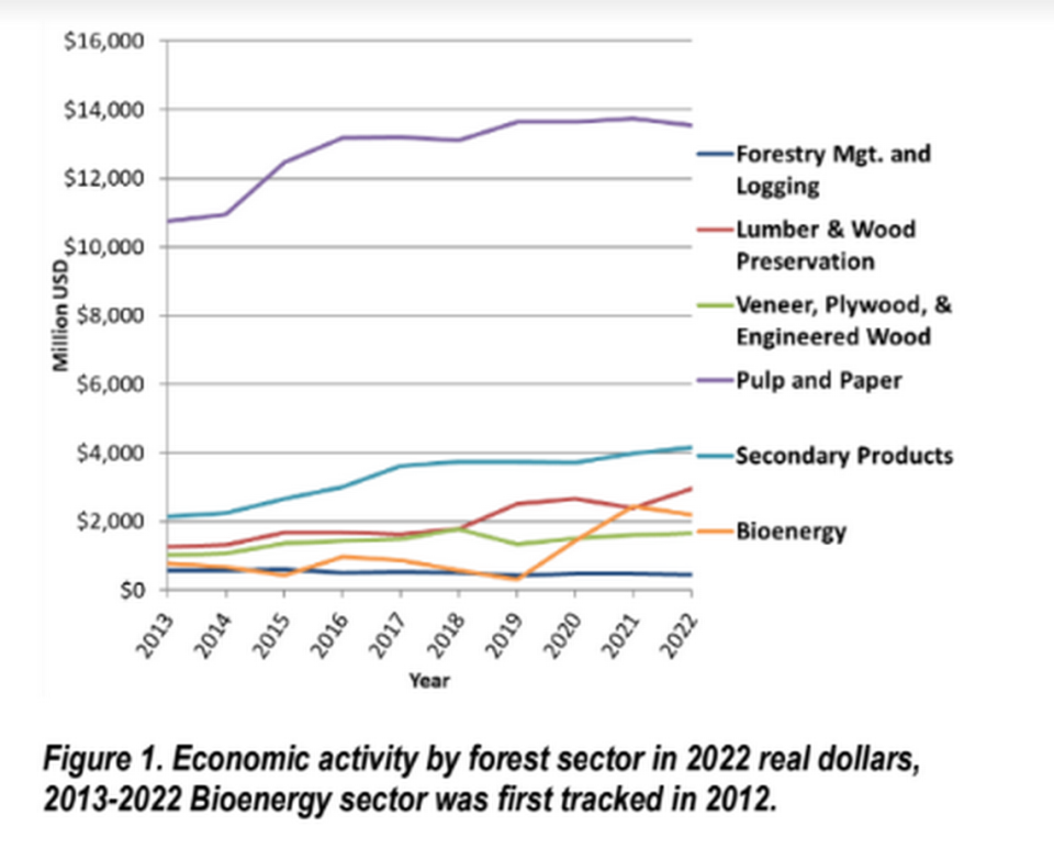 Bioenergy has been on a steady rise since 2019, representing a fraction of Georgia’s 42 billion-dollar forestry industry.