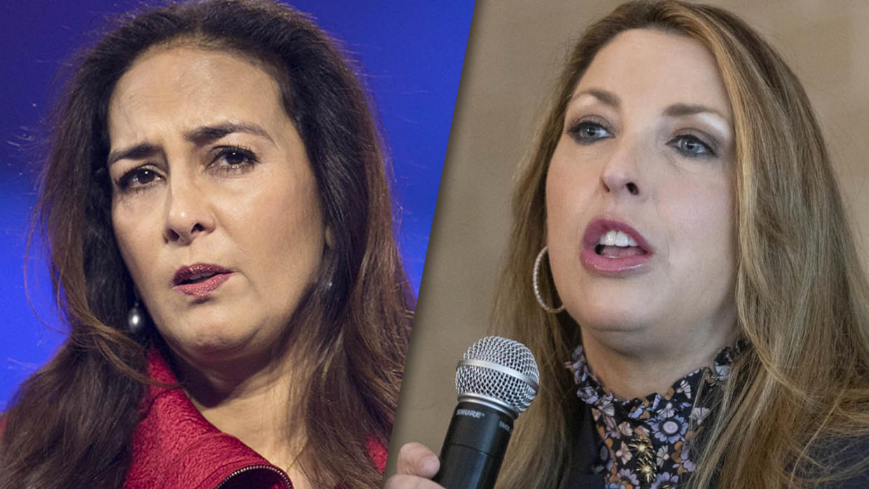 Harmeet Dhillon, left, and Ronna McDaniel