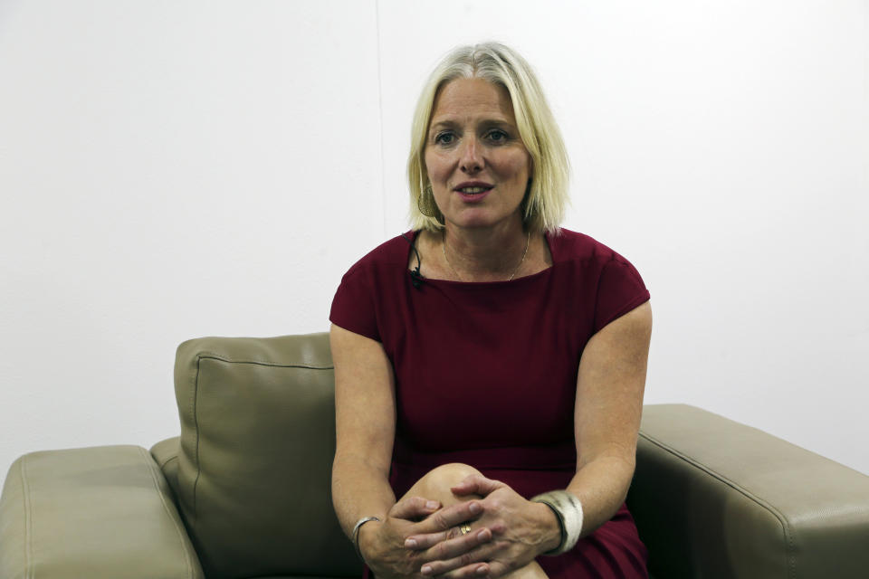 Catherine McKenna, who led a group of many high-level experts on net-zero emissions, speaks during an interview with The Associated Press at the COP27 U.N. Climate Summit, Tuesday, Nov. 8, 2022, in Sharm el-Sheikh, Egypt. Oil companies pledging to get their emissions down to net zero better make sure they’ve got a credible plan and aren’t just making false promises, U.N. experts said in the report. (AP Photo/Thomas Hartwell)