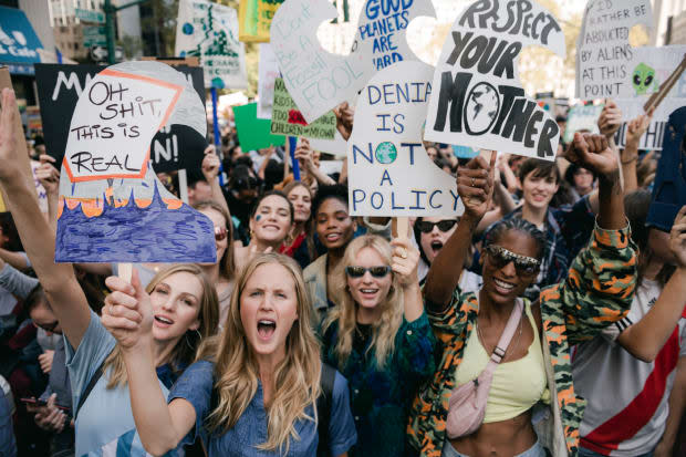 <em>Members of the "model mafia" at the Climate Strike in New York City. Photo: </em><a href="https://www.instagram.com/benjaminrosser/" rel="nofollow noopener" target="_blank" data-ylk="slk:Benjamin Rosser;elm:context_link;itc:0;sec:content-canvas" class="link ">Benjamin Rosser</a>