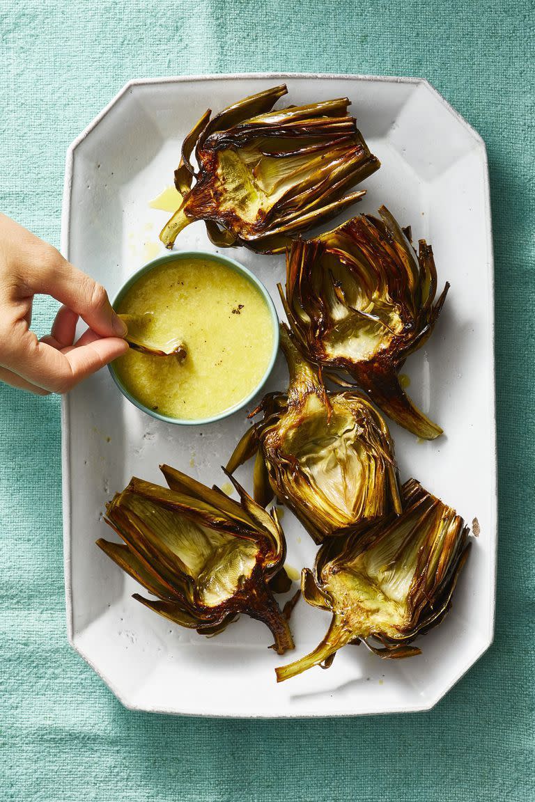 Roasted Artichokes With Caesar Dip