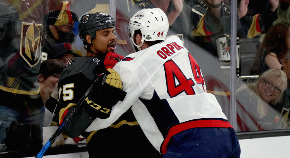 Ryan Reaves and Brooks Orpik have surprisingly played key offensive roles in the first two games of the Stanley Cup Final. (Photo by Dave Sandford/NHLI via Getty Images)