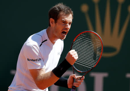 Tennis - Monte Carlo Masters - Monaco, 19/04/2017. Andy Murray of Britain reacts during his match against Gilles Muller of Luxemburg. REUTERS/Eric Gaillard