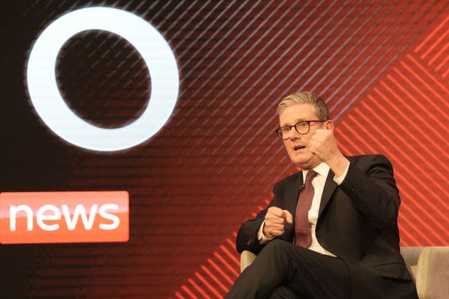 Sir Keir Starmer during a Sky News election event with Sky’s political editor Beth Rigby