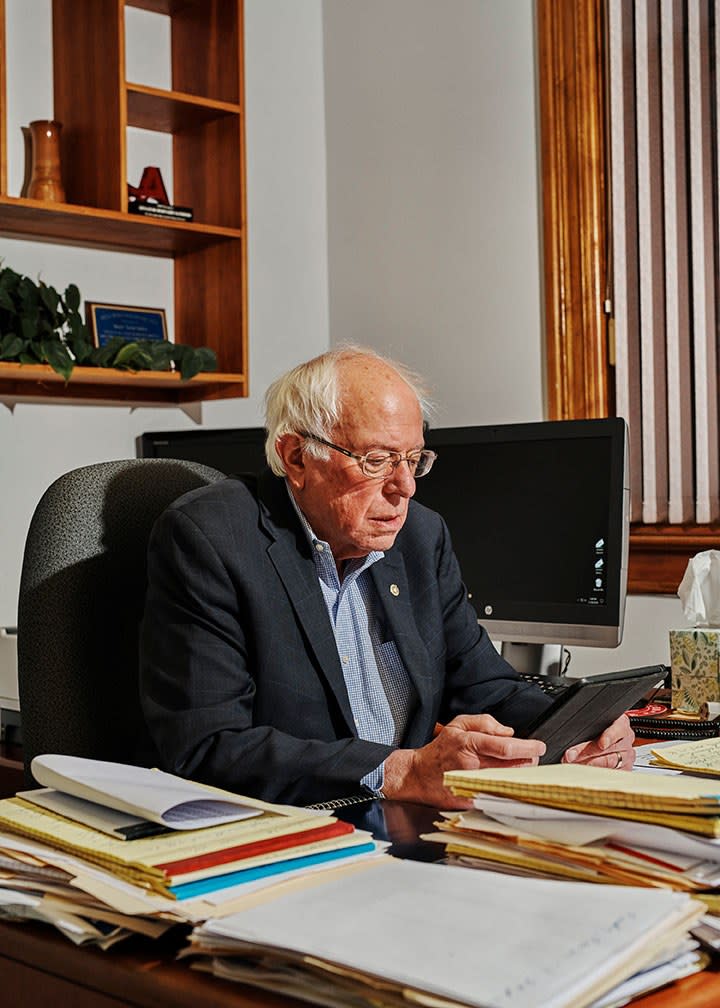 Vermont senator Bernie Sanders, at his office in Burlington.