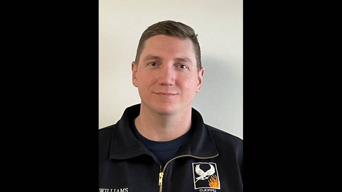 Adam Williams, a firefighter with the Central Jackson County Fire Protection District, died Thursday when his Dodge pickup ran off a highway in rural Johnson County, Missouri, and struck several trees. He was off duty at the time of the crash.