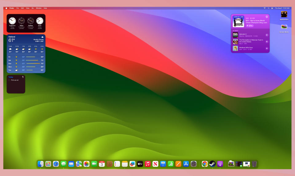 How to add macOS Sonoma Widgets step 4, showing a macOS Sonoma desktop made better with Widgets