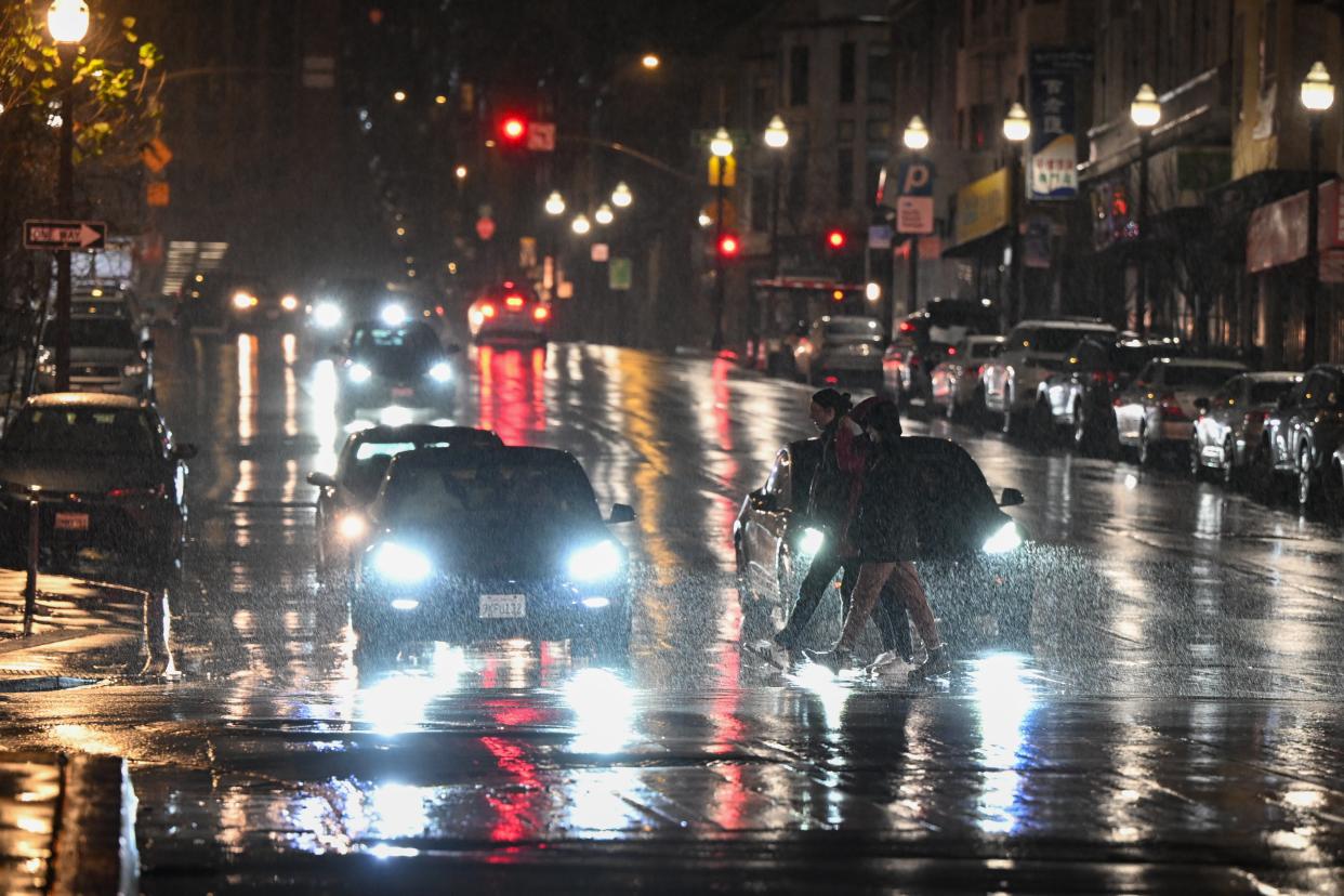 Heavy rain and subsequent flooding hit San Francisco, California on Sunday (Anadolu via Getty Images)