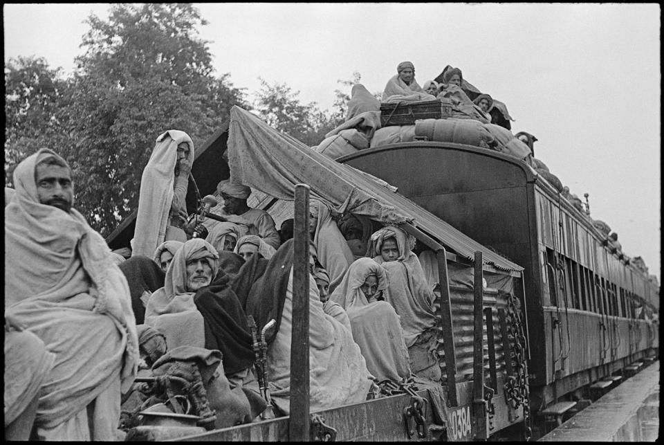 Refugee train passing through station