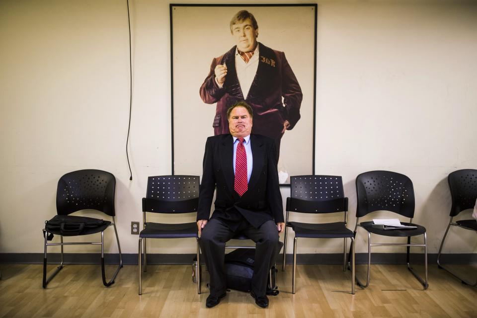 Kevin Jollimore poses for a picture as he waits for his audition for "Rob Ford The Musical: The Birth of a Ford Nation" in Toronto, June 16, 2014. Toronto Mayor Rob Ford, who shot to prominence last year after admitting to smoking crack, buying illegal drugs and driving after drinking, insisted for months he did not have a problem. But last month he said he would take time off to deal with his drinking issues. REUTERS/Mark Blinch (CANADA - Tags: POLITICS SOCIETY ENTERTAINMENT)