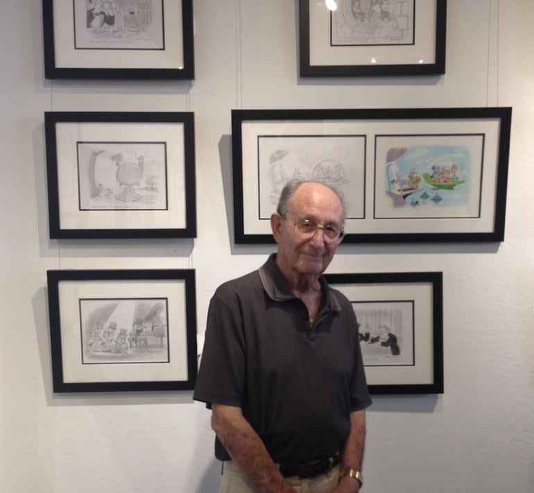 Bob Singer with some of his drawings. (Courtesy: Animazing Gallery)