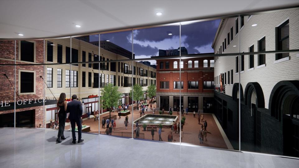 A drawing depicting an interior view at the redeveloped Circle Centre Mall property.