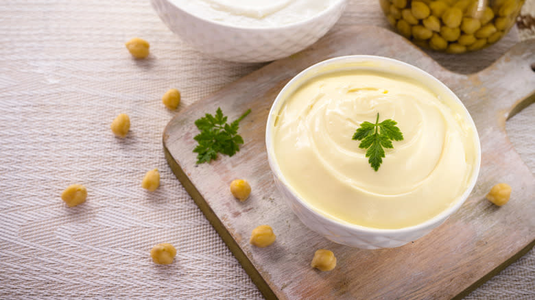 Bowl of aquafaba mayonnaise