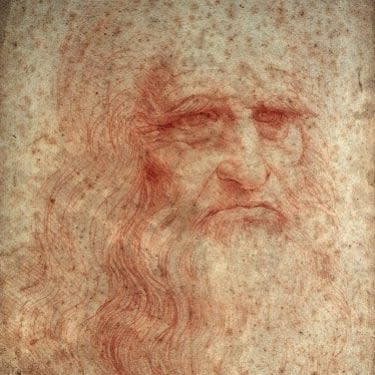 The sketch, in red chalk, is reminiscent of this self-portrait of Leonardo - Getty