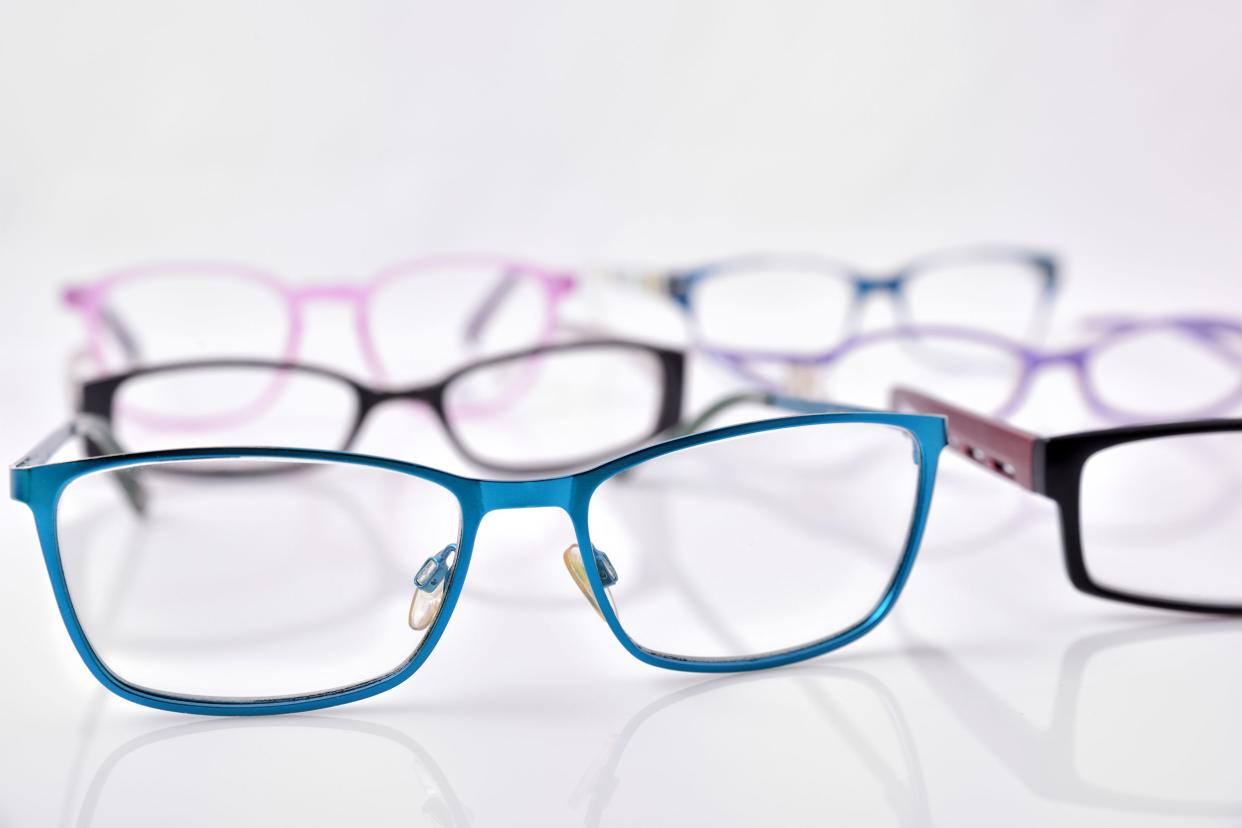 Glasses on white table