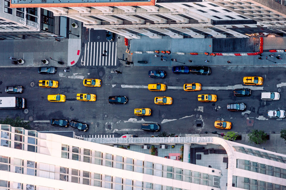 aerial view of traffic