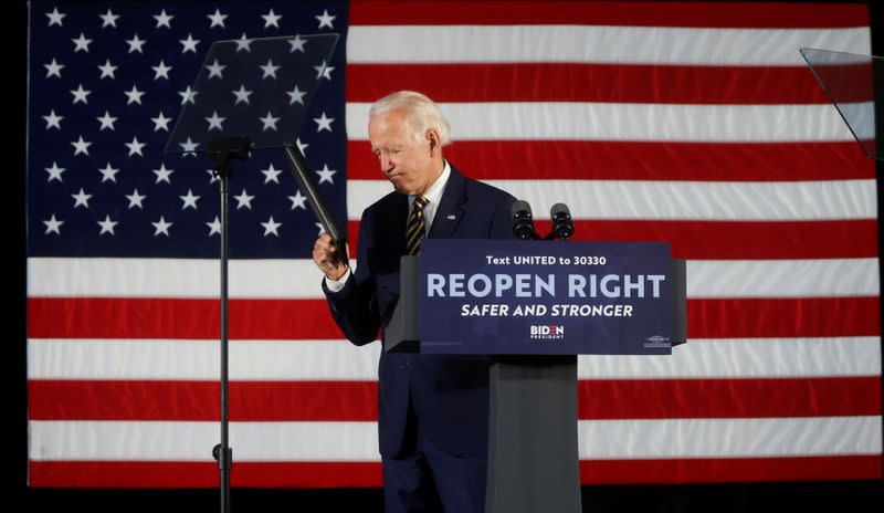 FILE PHOTO: Democratic U.S. presidential candidate Biden departs after speaking at campaign event in Darby, Pennsylvania