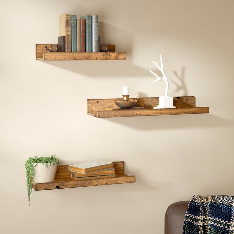 12) Dunlap Rustic 3-Piece Floating Shelf Set