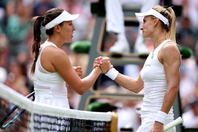 Jessica Pegula celebrates victory over Lesia Tsurenko