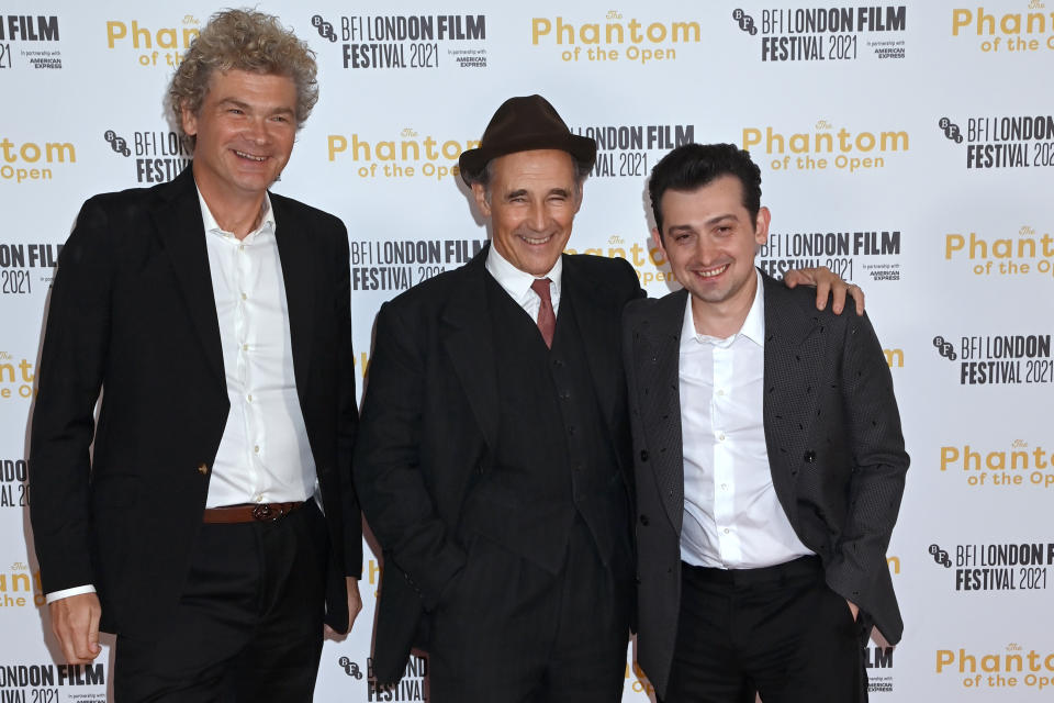 LONDON, ENGLAND - OCTOBER 12: Simon Farnaby, Mark Rylance and Craig Roberts attend 