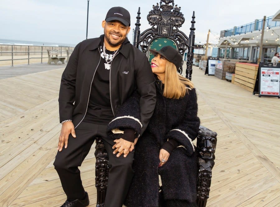 This image released by Lifetime shows talent manager Will Selby, left, with Wendy Williams, subject of the Lifetime documentary “Where is Wendy Williams?” (Calvin Gayle/Lifetime via AP)