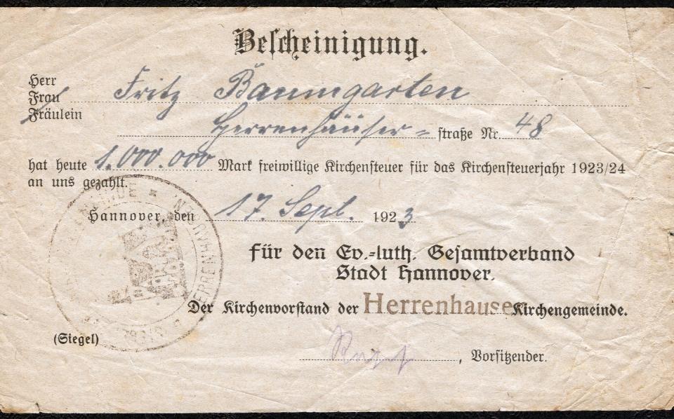 A 'Kirchensteuer' invoice