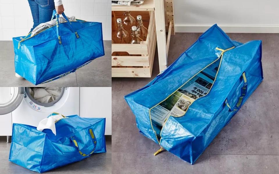 IKEA招牌的藍色大型收納袋也是不能沒有的 圖片來源：IKEA