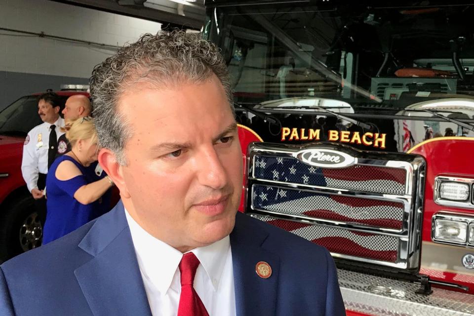 Florida Chief Financial Officer Jimmy Patronis, who is also the state fire marshall, at a fire station in Palm Beach.