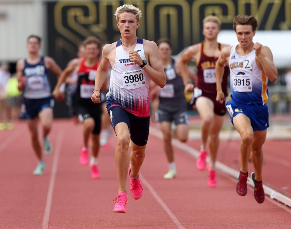 Trinity Academy junior Clay Shively won a pair of gold medals at the Class 3A state track and field meet on Saturday.