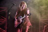 <p>Grace Potter gets down during a performance at the Old School Square Pavilion in Delray Beach, Florida, on Saturday.</p>