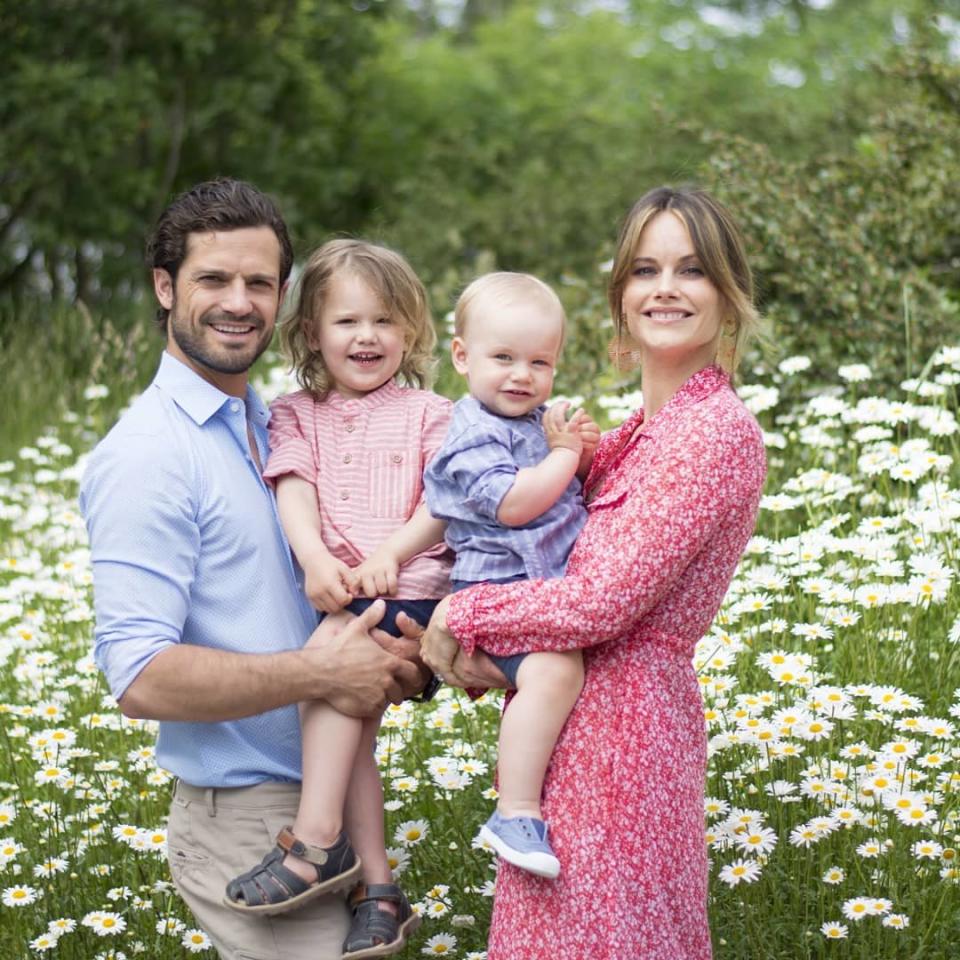 Princess Sofia and Prince Carl Philip of Sweden posed for a family portrait with sons Prince Alexander, 3, and Prince Gabriel, 1. "We would like to wish you a really nice summer!" they captioned the outdoors shot on Instagram.