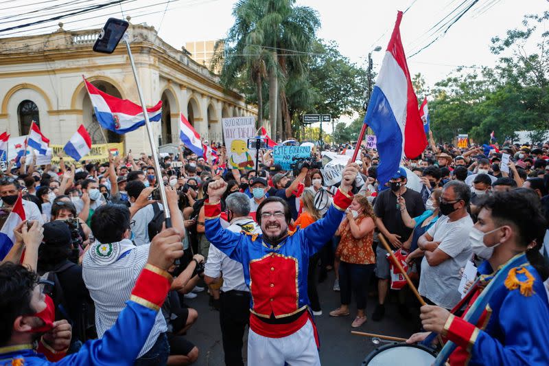 Paraguayans protest against President Mario Abdo Benitez's health policies in Asuncion