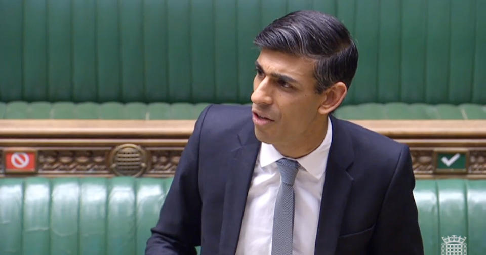 Chancellor Rishi Sunak, who is celebrating his 40th birthday today, makes a statement in the House of Commons on the government's economic package in response to the coronavirus outbreak. (Photo by House of Commons/PA Images via Getty Images)