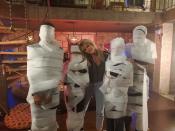 So excited to spend the day with these toilet paper mummies. Due to the pandemic, my family decided to do something different and create a fun video for all of you to watch. Hope you enjoy these behind the scenes images.