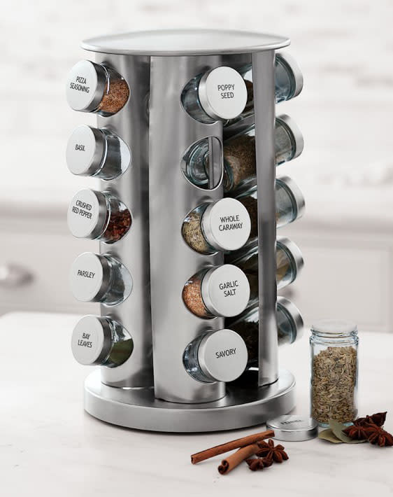 Kamenstein Brushed Stainless Steel 20-Jar Revolving Countertop Spice Rack,  Pre Filled Spice & Reviews