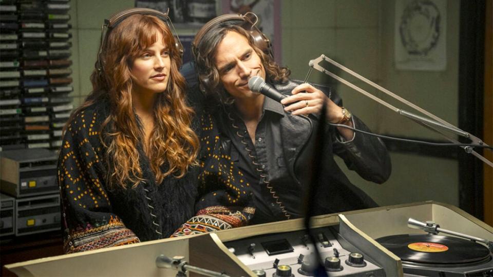 Riley Keough and Sam Claflin in "Daisy Jones & the Six"