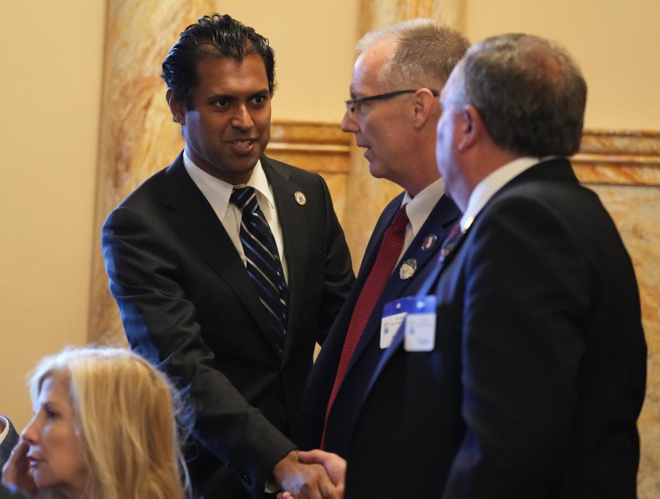 Trenton, NJ - June 20,2023 --  Senator Vin Gopal before the afternoon senate session. The New Jersey Senate Budget and Judiciary Committees convened today at the statehouse in Trenton before the full senate convened to vote on bills as the state’s budget deadline approaches. 