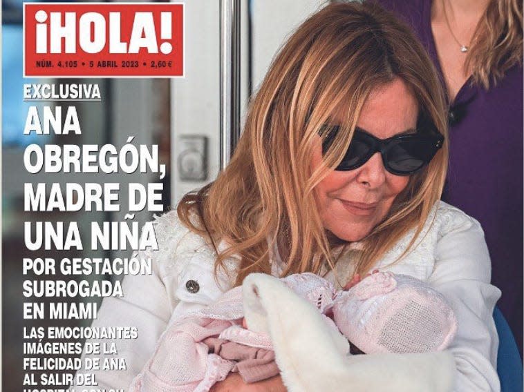 Hola Magazine cover showing Ana Obregón and her baby