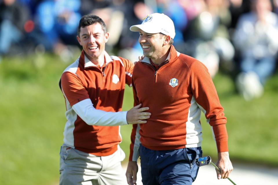 Sergio Garcia (right) has an outstanding Ryder Cup record (PA Archive)