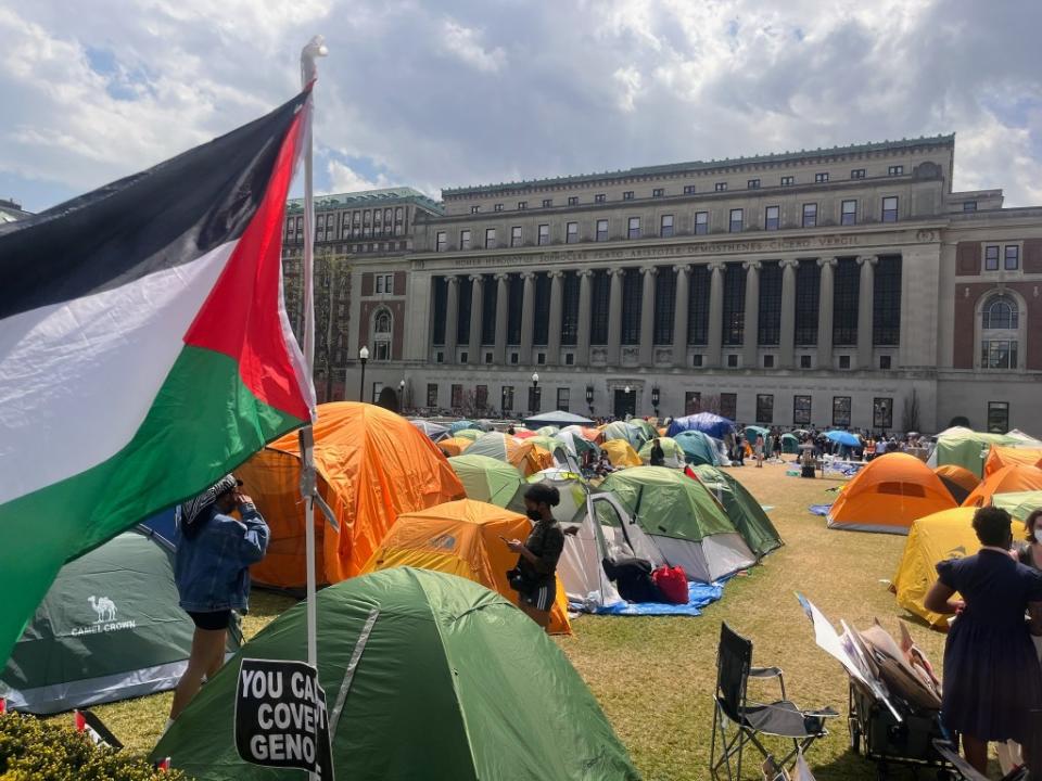 A group of tents on the Columbia campus after the deadline passed. Rikki Schlott/NY Post