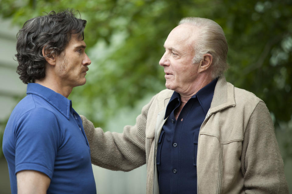 This image released by Roadside Attractions shows Billy Crudup, left, and James Caan in a scene from "Blood Ties." (AP Photo/Roadside Attractions)