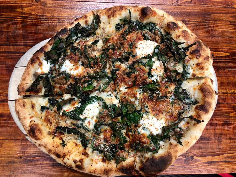 The sausage and kale pizza at Upland