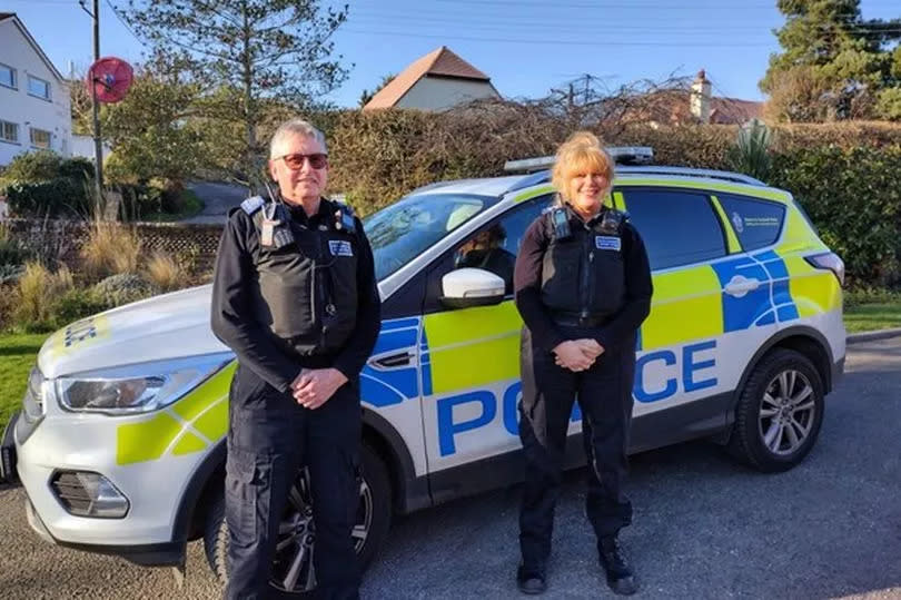 PCSOs Colin Balch and Karen Capey in Budleigh Salterton