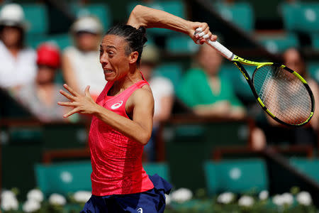 Tennis - French Open - Roland Garros, Paris, France - 29/5/17 Italy's Francesca Schiavone in action during her first round match against Spain's Garbine Muguruza Reuters / Gonzalo Fuentes