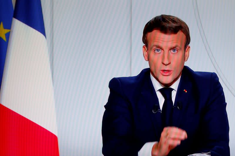 French President Emmanuel Macron on national telavision