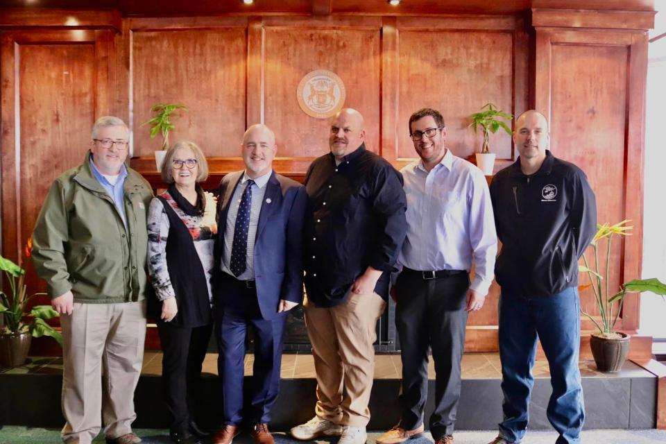 David Travis with the LSSU Board of Directors during his campus meet and greet on April 4.